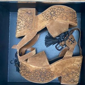 Sigerson Morrison Hippie Platform Shoe Cognac Sz 8